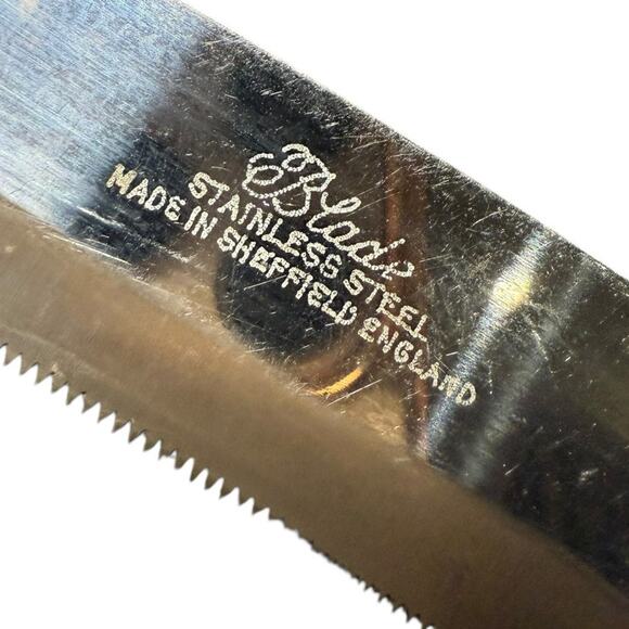 Vintage Blade Serrated Knife Stainless Steel Butterscotch Swirl Bakelite Handle - Picture 3 of 7